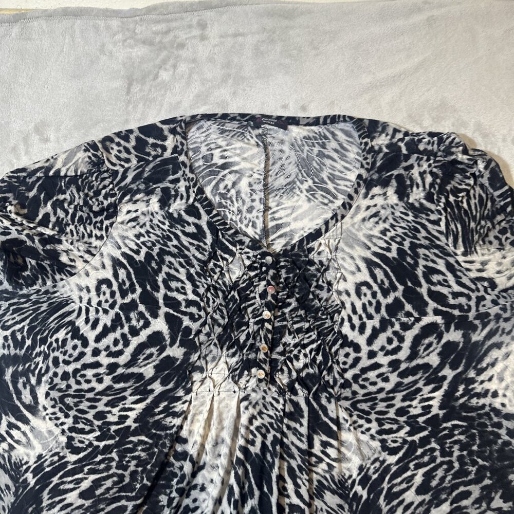 Women’s Cocomo Blouse Leopard Print Black Gray Plus 3X - Picture 6 of 13